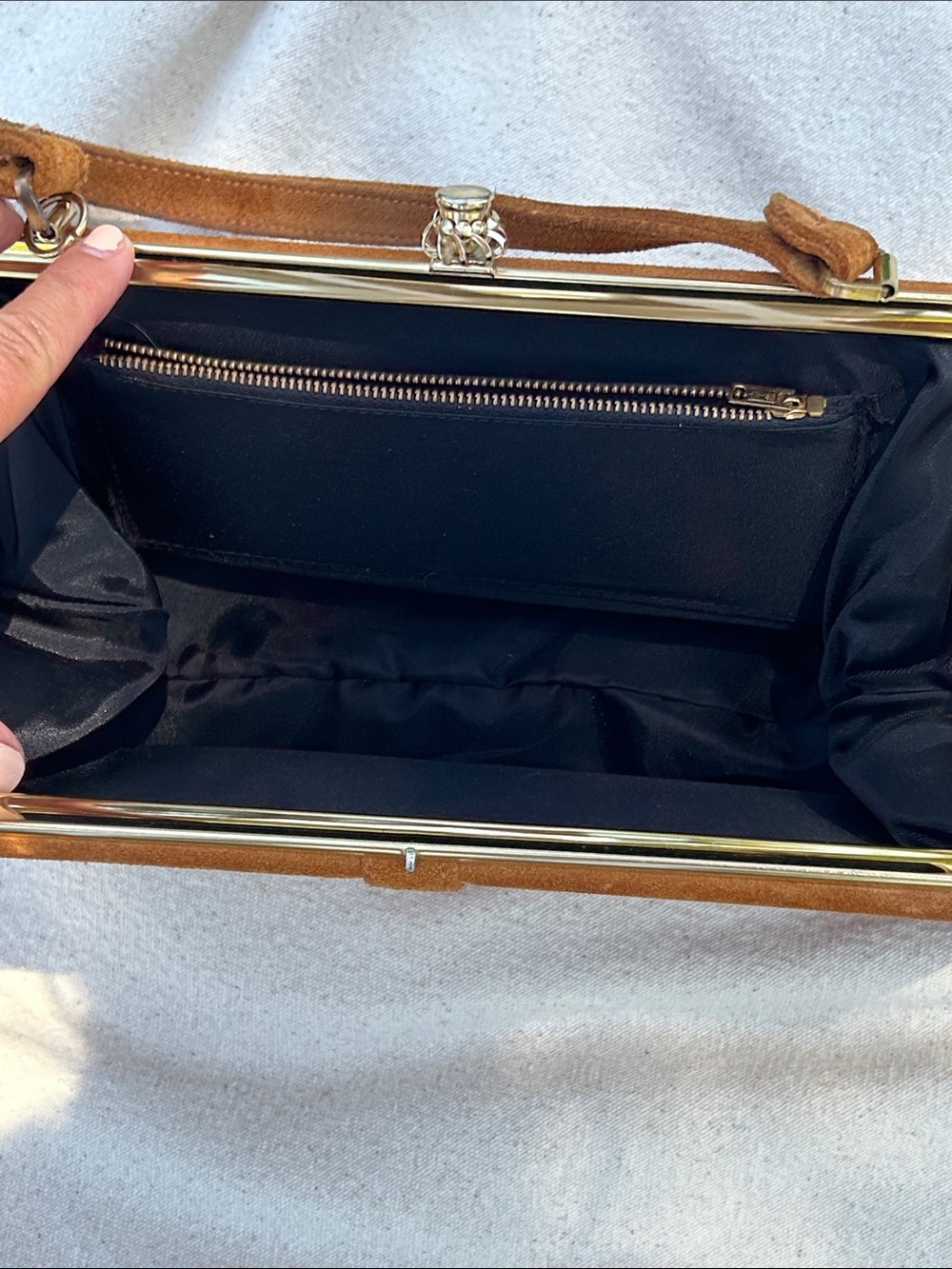 VINTAGE COPPER Brown Suede Arm Bag - Picture 7 of 7